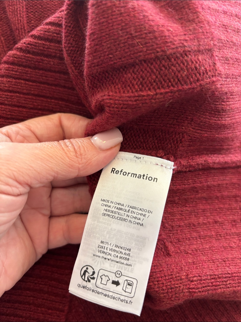 Reformation Ribbed Short-Sleeve Mini Dress in Burgundy - Picture 10 of 12